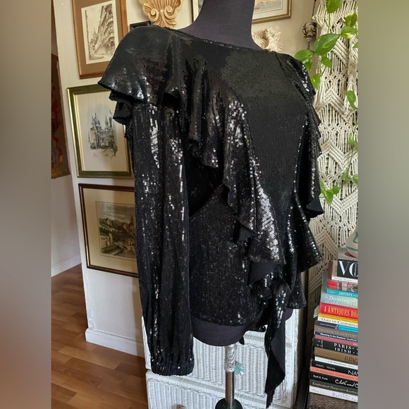 Nicole Miller Sequin ruffle top - Picture 4 of 6